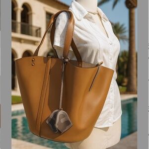 NEW Tory Burch SÈTE Kobicha Tan Brown Leather Large Tote Bag - Tory Burch Tote